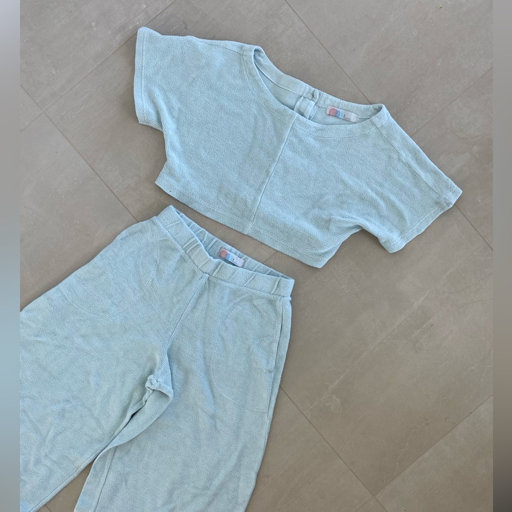 Free People Beach Blue Pant & Crop Top Set M